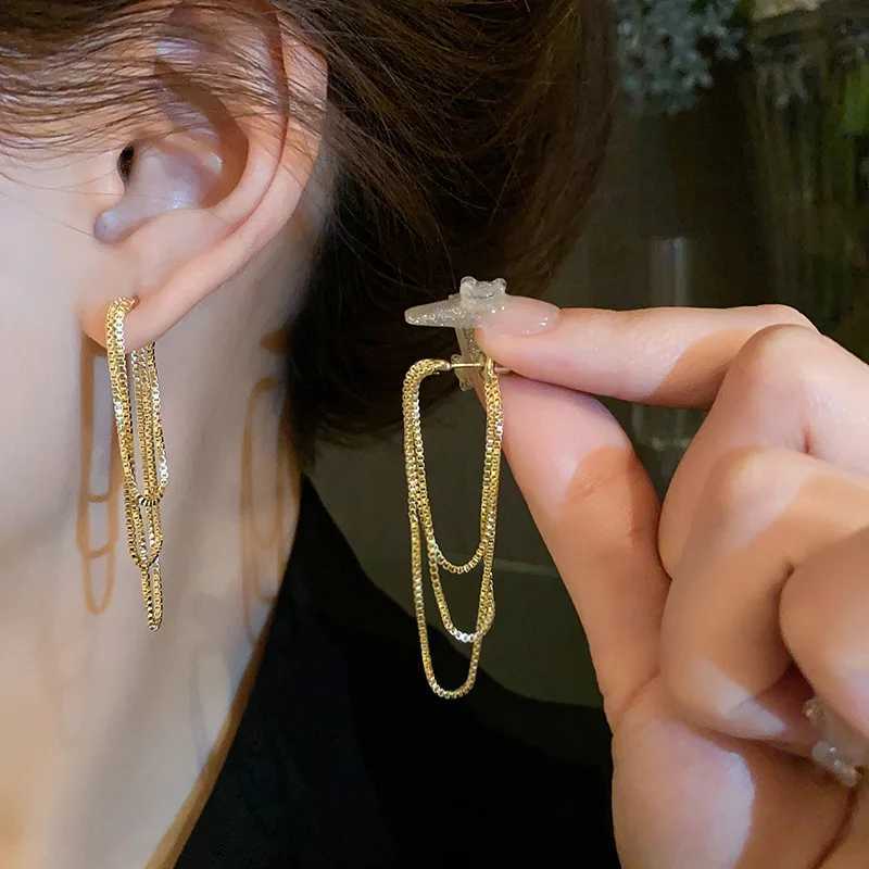 Silver Color Multi-Layer Chain Earrings Long Tassel Piercing Trend Copper Drop Earrings Female Ear Accessories GiftsXJ250722