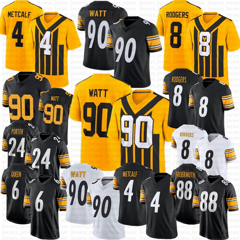 2025 New Gold Aaron Rodgers DK Metcalf TJ Watt Football Jerseys Will Howard Boswell Patrick Queen Porter Roethlisberger Polamalu Frazier Kaleb Johnson