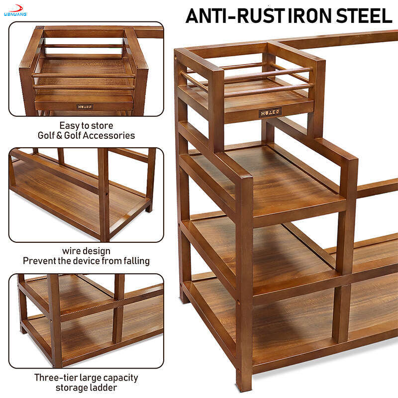 Club Travel Golf Bag Basement Garage Storage Wooden Home Studio Display Rack