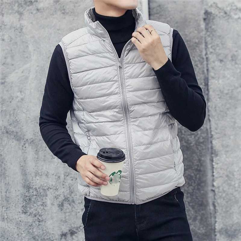Autumn and Winter Mens Portable Duck Down Tank Top Ultra Light Loose Mens Stand Collar Windproof Padded Tank Top Vest W250722