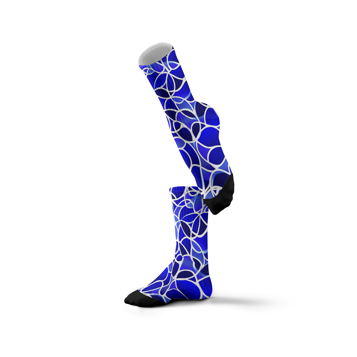 Blue Geometric Vine - Pattern Unisex Tube Designer Socks C083