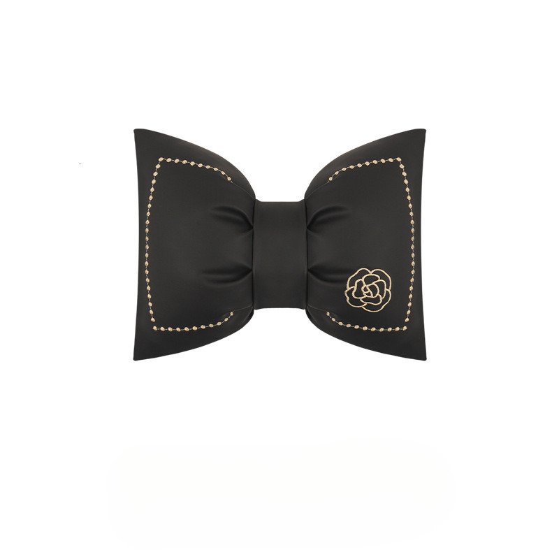 Leather Bow Embroidered Headrest Lumbar Support Set Car Neck Protection Waist Pillow Cushion