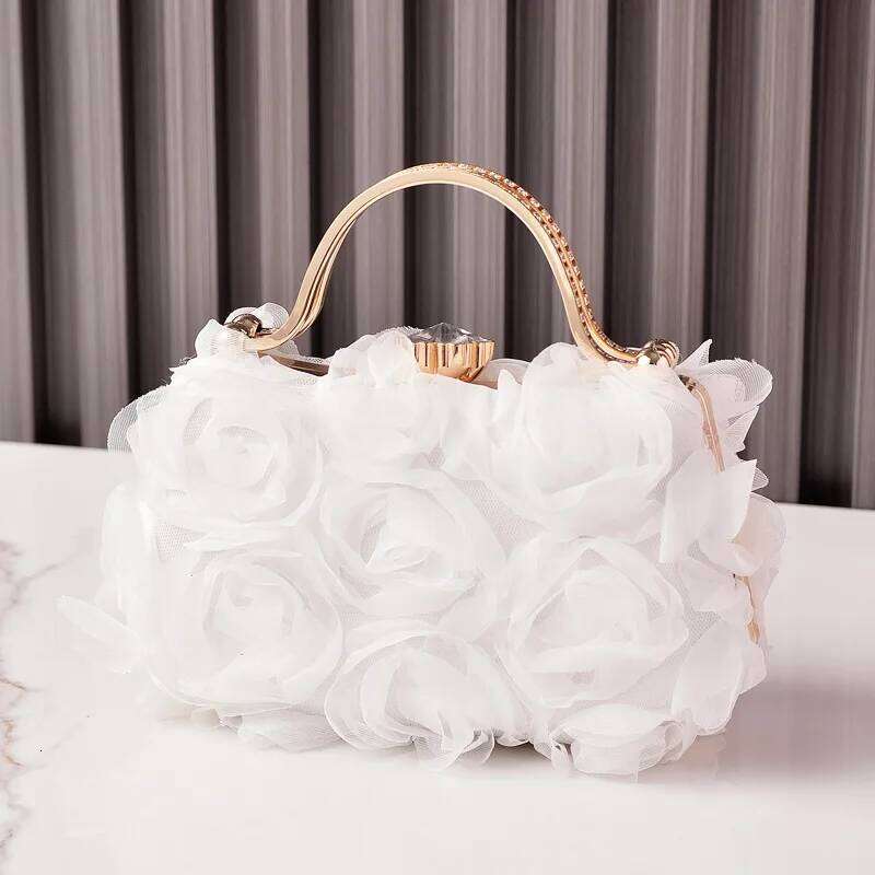 Designer Bags Pink Flower Banquet Women's Cheongsam Evening Bag Handmade Shoulder Dia Box Bags Designer Purse And Handbag Luxury Bag