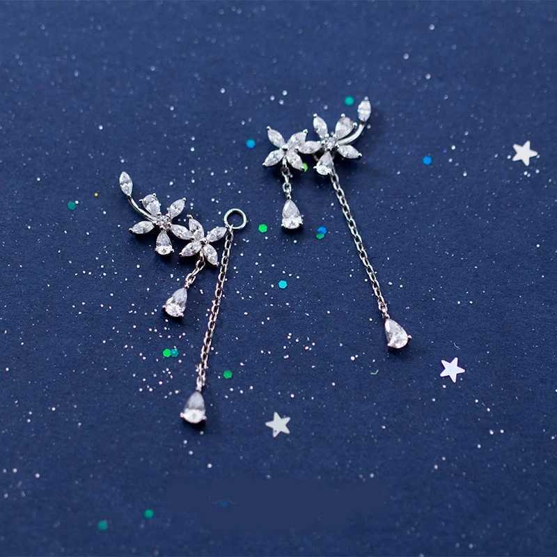 Floral Drop Korean Earrings for Women Wedding Flower Tassel Dangle Earrings Crystal Zircon Bridesmaid Jewelry Gift XJ250722