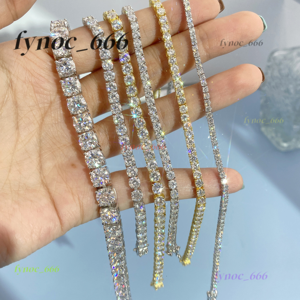 New Arrival Iced Out D Color 2MM 3MM 4MM 5MM 6.5MM VVS Moissanite Diamond 925 Sterling Silver Tennis Chain Necklace for Men