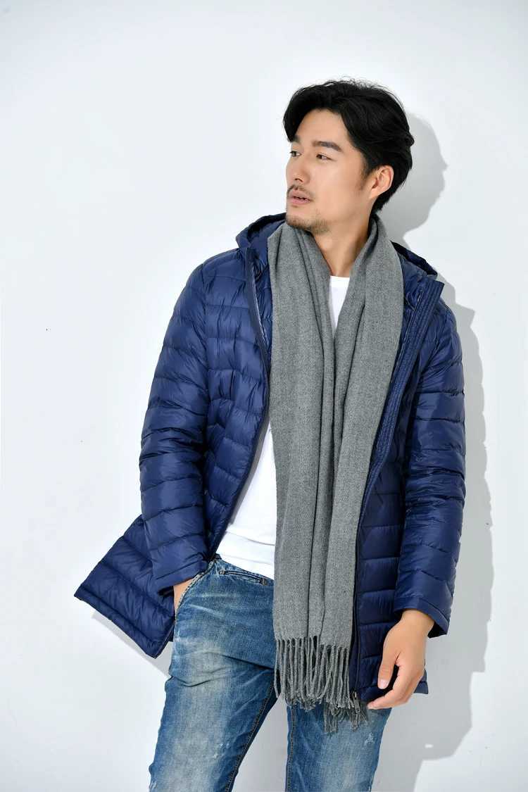 2023 New Mens Winter Lightweight Plus Size Puffer Jackets X-long 90% White Duck Down Water and Wind-Resistant Casual Coat W250722