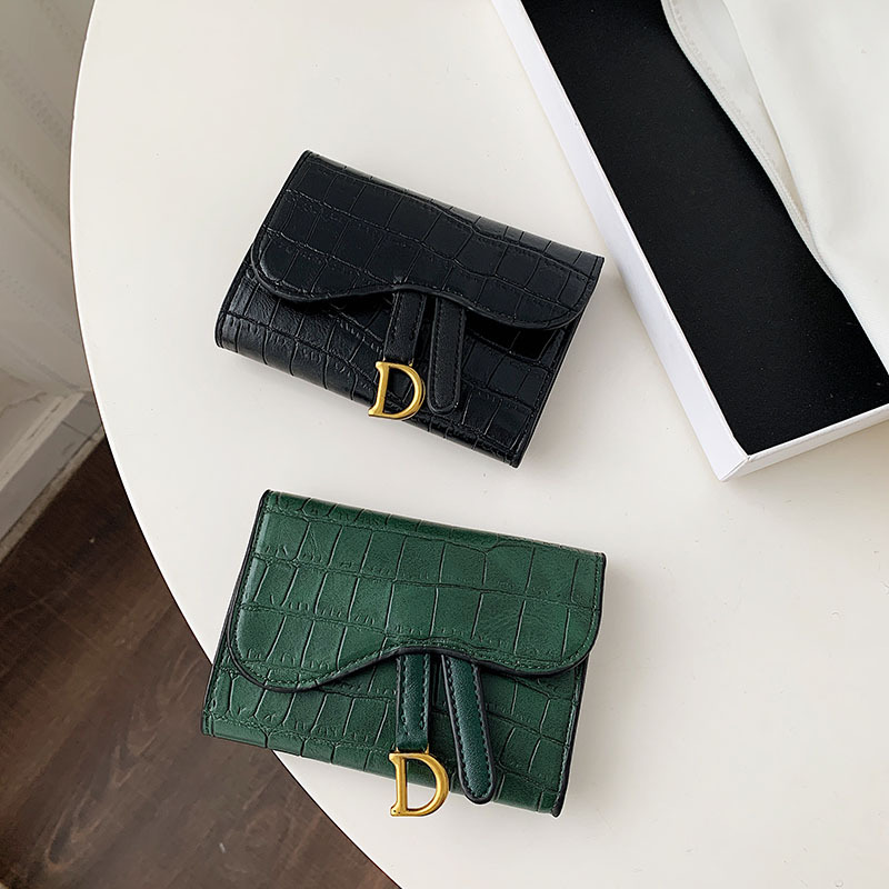 wallet designer woman Free Shipping 2025 New D-Clasp Crocodile Print Wallet for Women - Compact Korean Style Tri-Fold with Card Slots & Coin Pocket