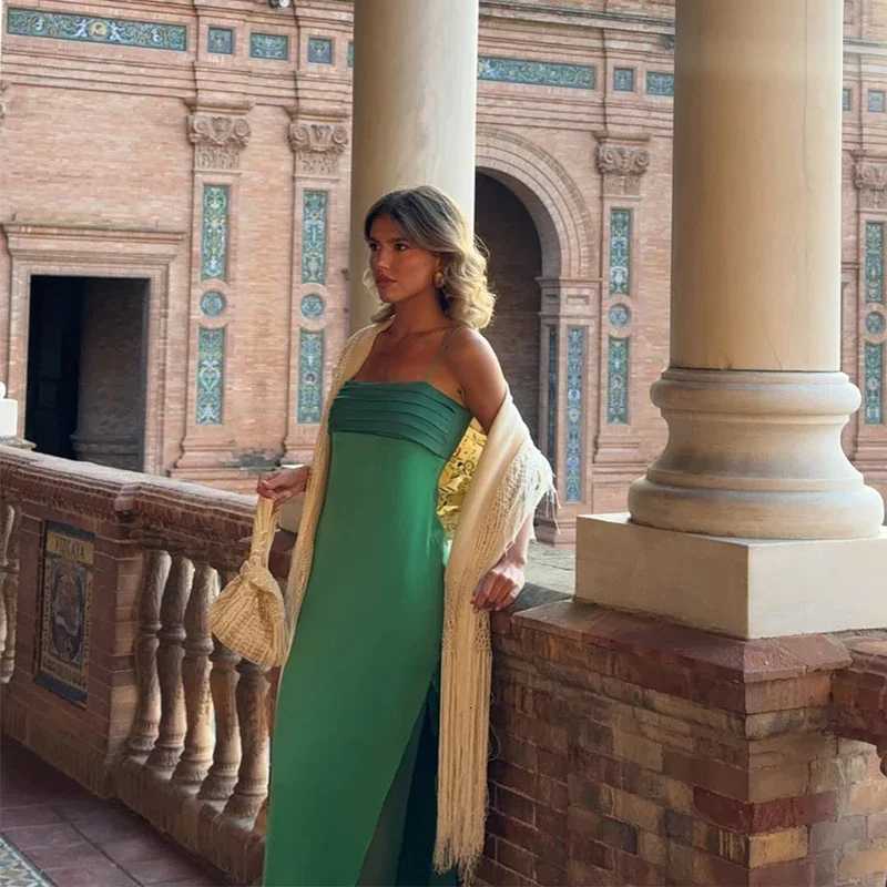 Eor Block Suepander Maxi Dress Sexy Off Shoulder Backless Long Robe 2025 New Summer Lady Chic Lady Party Streetwear XJ250722