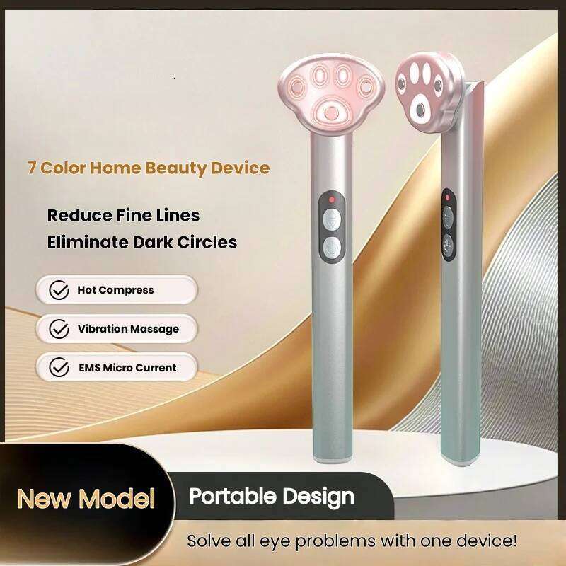 New Model 7 Color LED Massager with Heating Vibration Anti-Aging Eye Care Device for Dark Circle Removal & Eyelid lifting