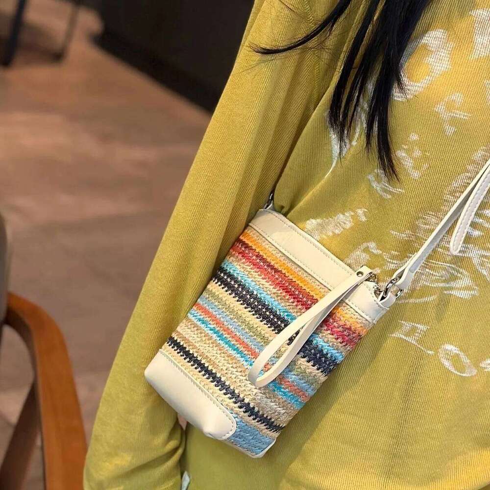 2025 Summer Women's Raffia Leather Crossbody Bag - Girl's Trendy Convertible Shoulder Purse for Beach & Weekend
