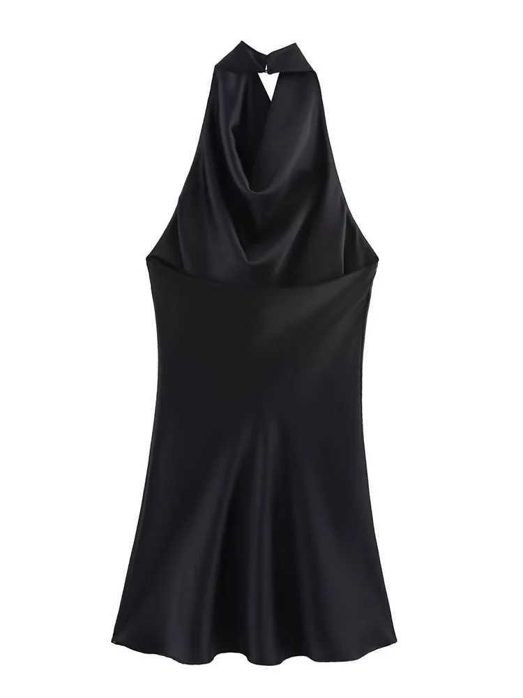 5MLN Women Backless Halter Dress Summer Sexy Party Dress Halter Neck New Slim Black Sleeveless Short Dress Ele Streetwear XJ250722