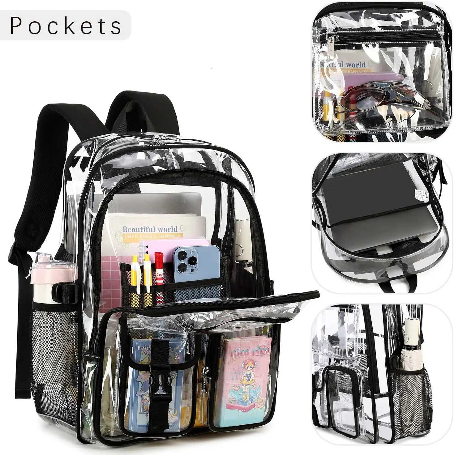 Large Clear Backpack for Girls Wen School Bookbag Heavy Duty Transparent Backpack () Girls Backpack Kids Backpack Girls Y250722