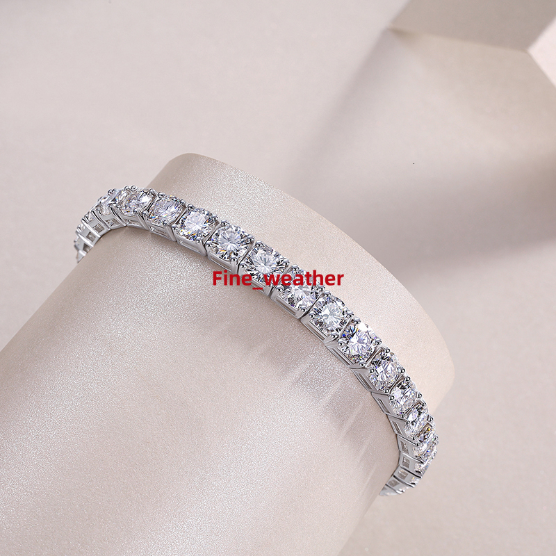 Fashion Design Hip Hop Iced Out Tennis Chain 925 Silver VVS Moissanite Bracelet for Man Woman Gemston 5mmTennis Chain Bracelet