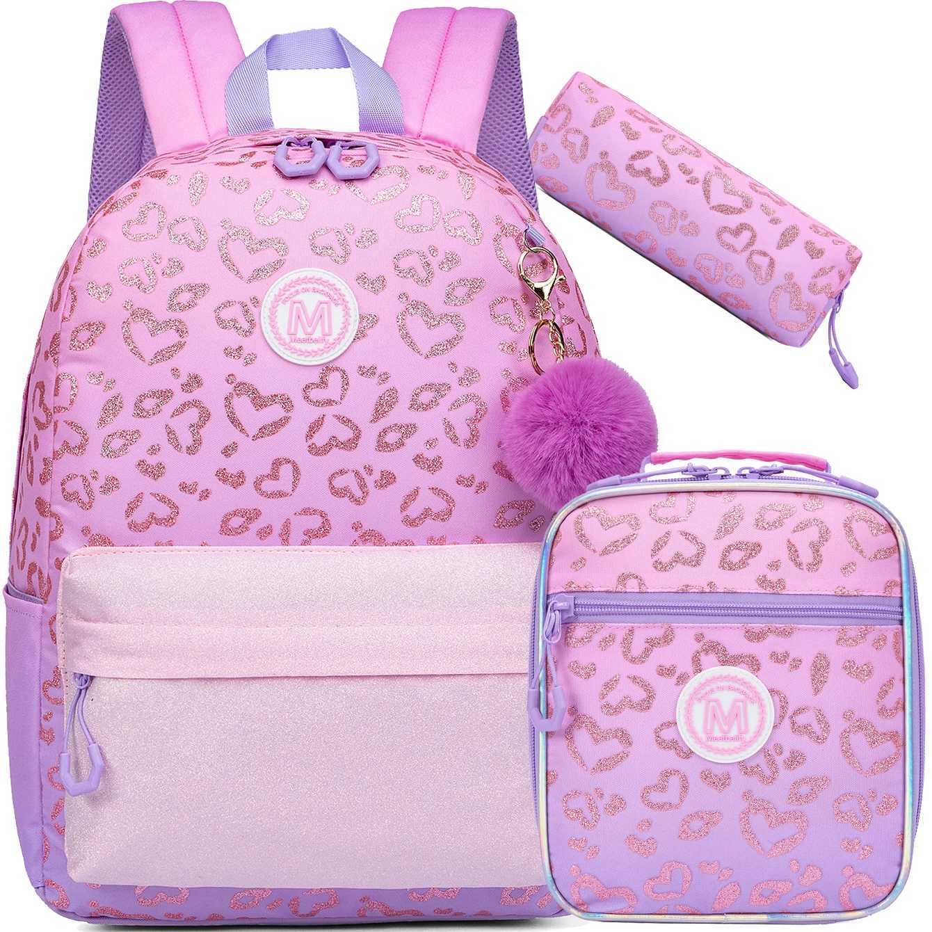 Tsute Sequin Backpacks for Girls School Backpacks with Lunch Box Pencil Case for Elementary Preschool Students Ages 8-10 Kids Tr Y250722