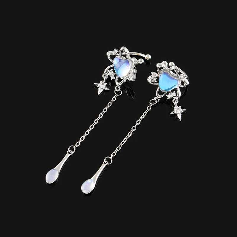Opal Moonstone Heart-shaped Irregular Star Pendant Tassel Earrings Women Light Luxury Goth Jewelry y2k XJ250722