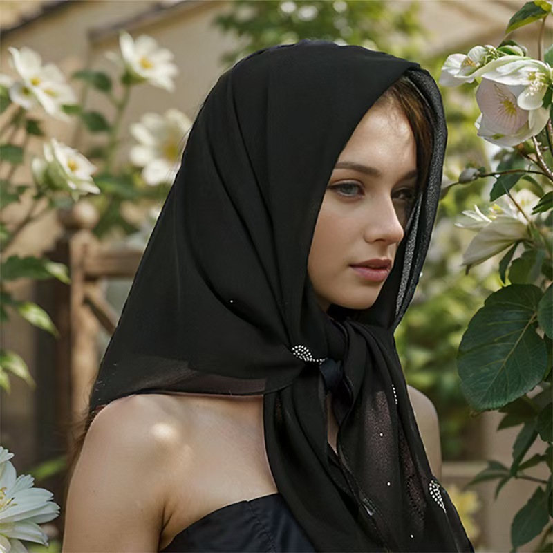 T1283 chiffon headscarf Arab Middle East Malay scarf headband Hui women's new hot diamond headband