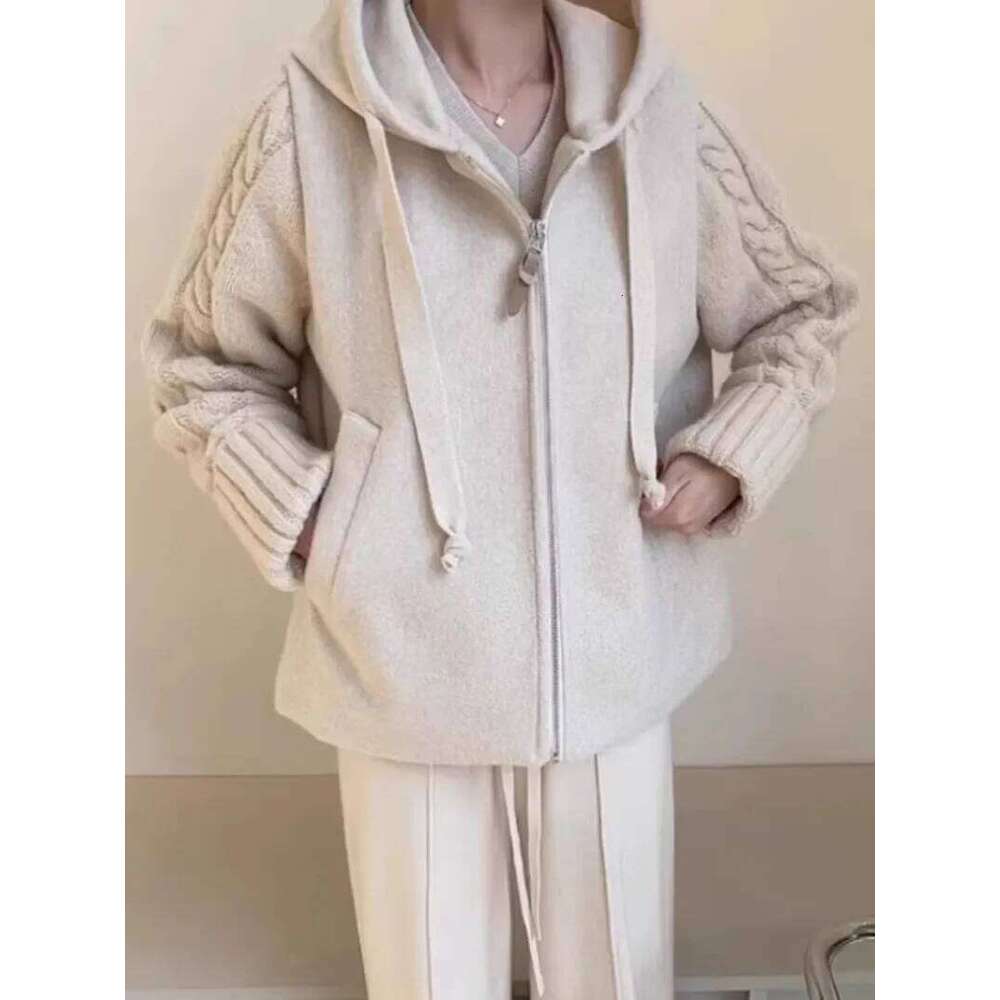 Twist Women Outerwears Loose Casual Abrigos Invierno Hooded Long Sleeve Jacket Autumn Winter Chaquetas Mujer Jackets