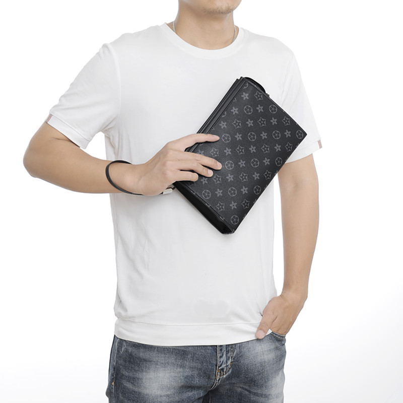 Checkerboard pattern handbag high-end business leisure men's handbag large capacity men's handbag cross-border wholesale 2025