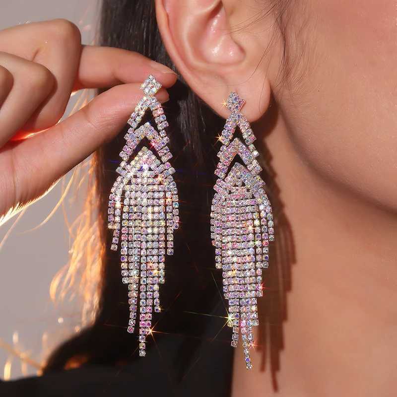 Rhinestone Sparkling Drop Earrings Silver Prom Wedding Chandelier Earrings Long Tassel Earrings Jewelry For WomenXJ250722