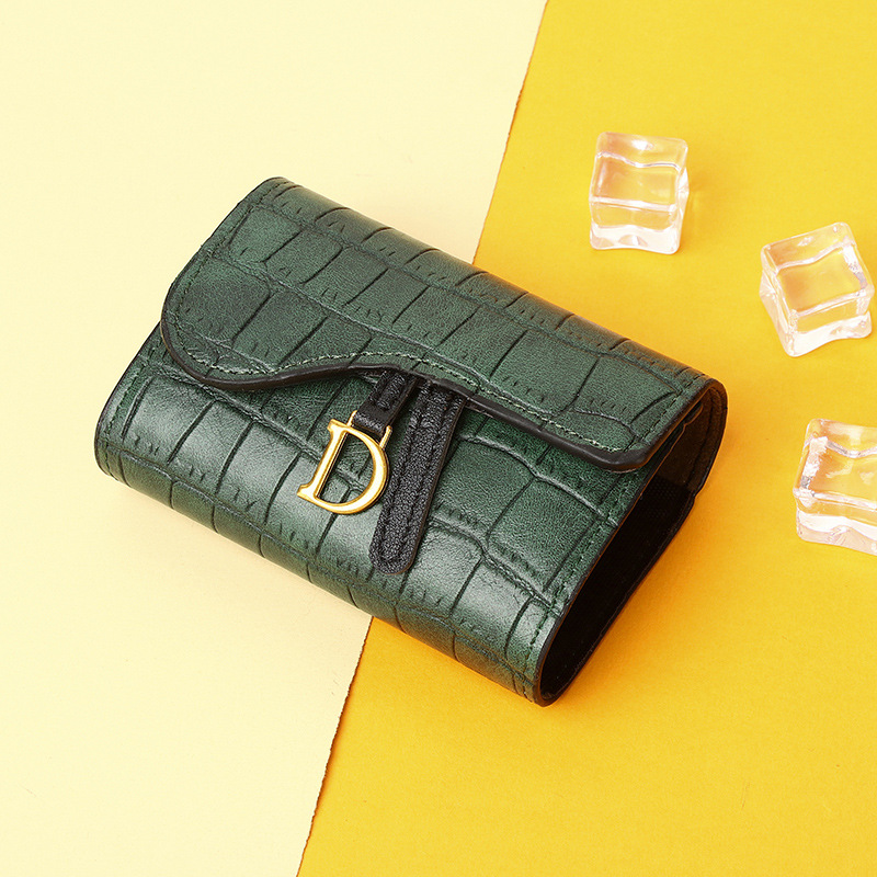 Designer Wallet European Style Luxury Feel Compact Wallet for Women - Crocodile Embossed Leather with Multi Card Slots & Coin Pocket