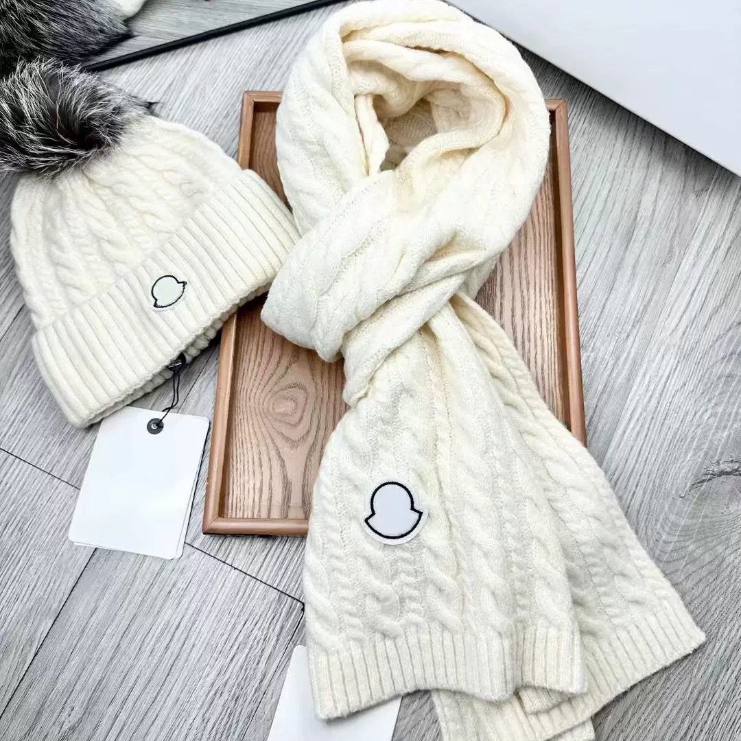 Designer beanie Women Men Scarf Hat two-piece set Winter Outdoor travel warm long scarf Fashion soft breathable wool knitted High quality hat Scarves