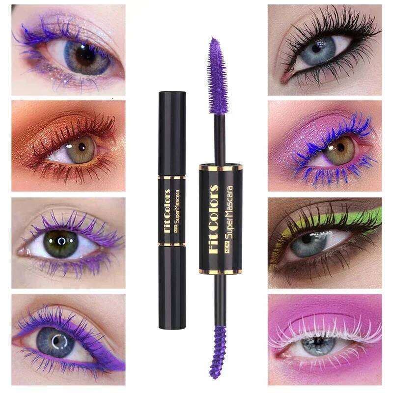 Double Head Colorful Waterproof Eyelashes Extension Thick Curling Quick Dry Long-lasting Blue ple White Mascara X250722