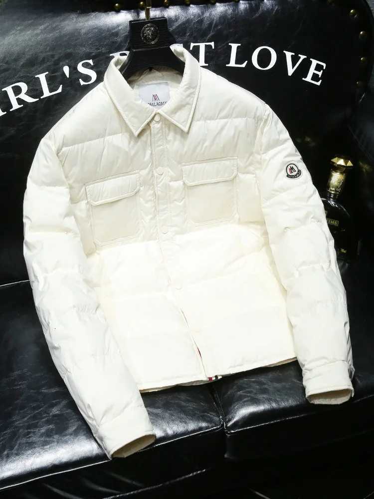 Casual Fashionable Lightweight Mens Down Jacket Simple Collar 90 White Down Outerwear Trendy Brand New Winter Coat W250722