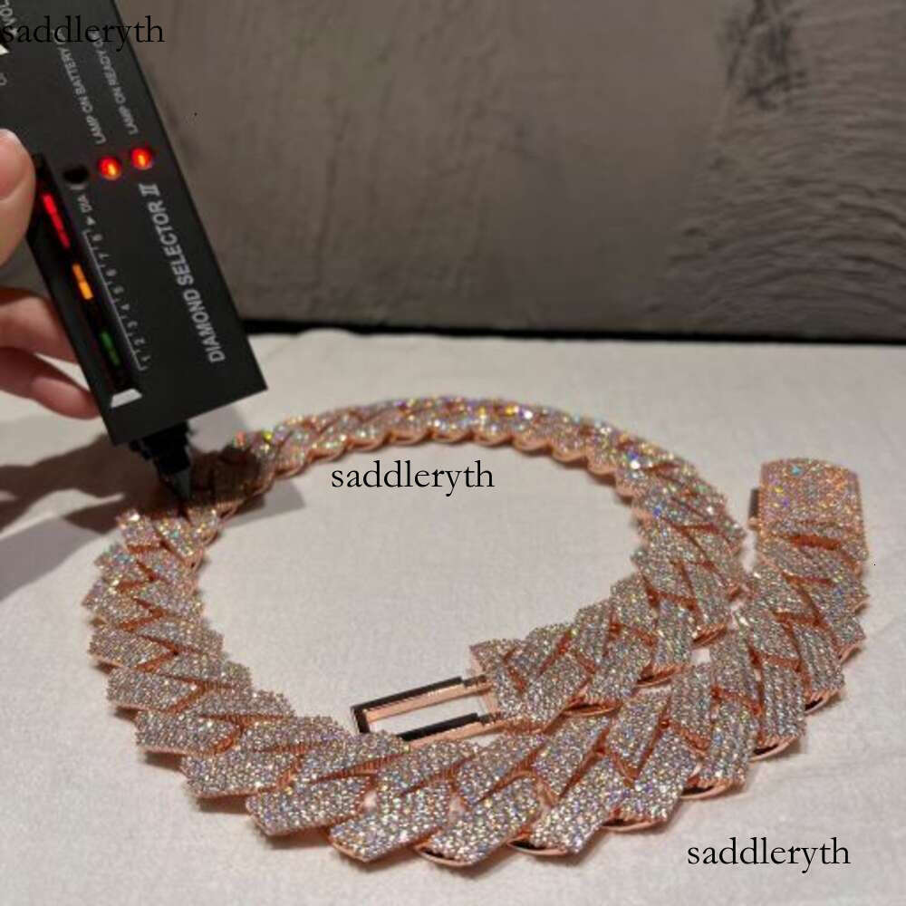 necklace moissanite designer jewelry cuban link chain Iced Out Pass Dia Tester vvs Moissanite Jewelry chains