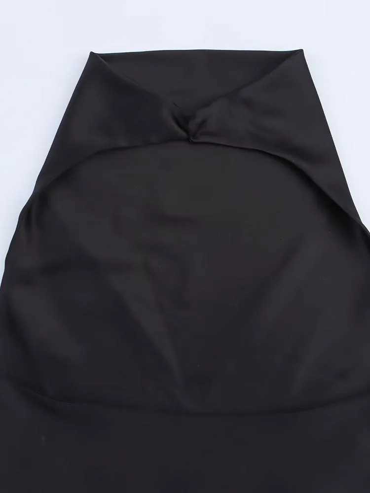2025 Women Summer Halter Mini Dress Fashion Sexy Satin Backless Solid Fe Ele Street Party Dresses Clothing XJ250722