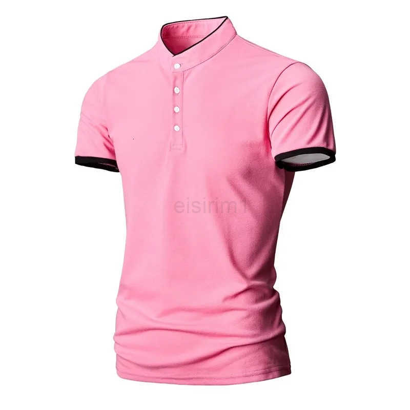 Fashion Brand Polo Shirt Mens Summer Mandarin Collar Slim Fit Solid Color Button Breathable Casual Polos Mens T-shirts Top Z250722 - view 7