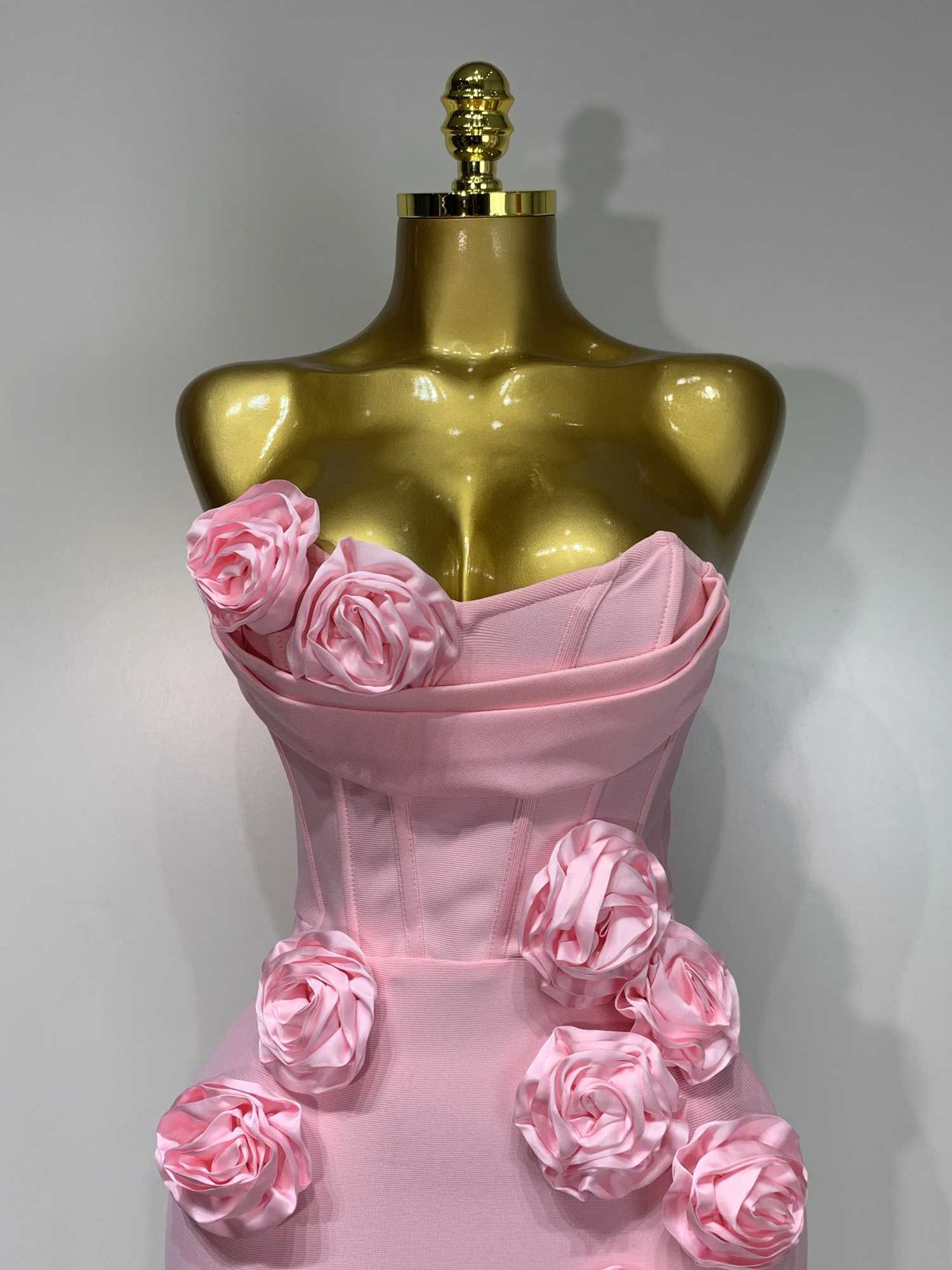 2025 Women Celebrity Sexy Strapless Backless Flower Maxi Long Bodycon Bandage Dress for Ele Birthday Evening Club Party Dresses XJ250722