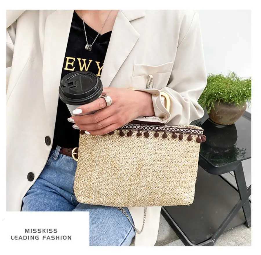 Handheld Square Beach Bag Handbag Woven Bag Simple and Casual Korean Version Large Capacity Ethnic Style Y250722