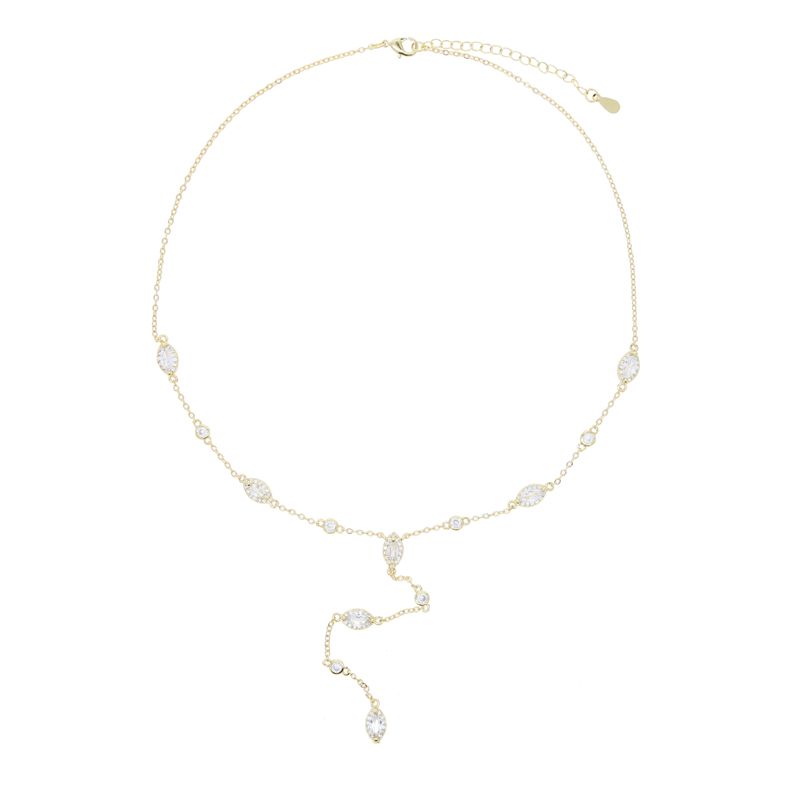 Charming Cubic Zirconia Y Shape Necklace - Elegant Earring Conversion Piece