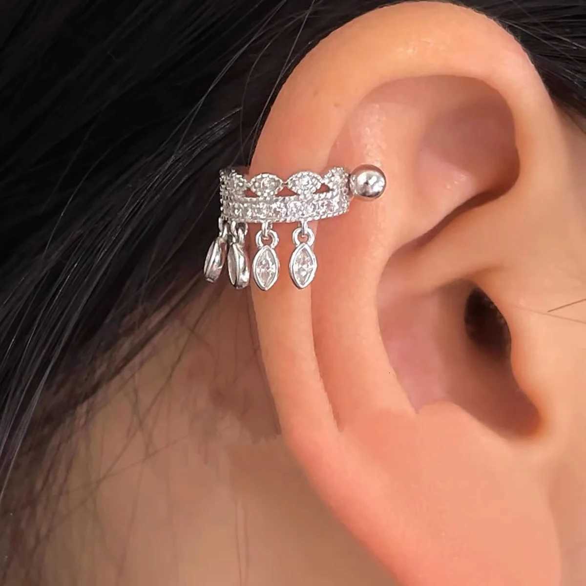 1pcs New Style Stainless Steel Ear Piercing Stud Earrings for Women Hollow Tassel Cartilage Helix Screw Back Earring XJ250722