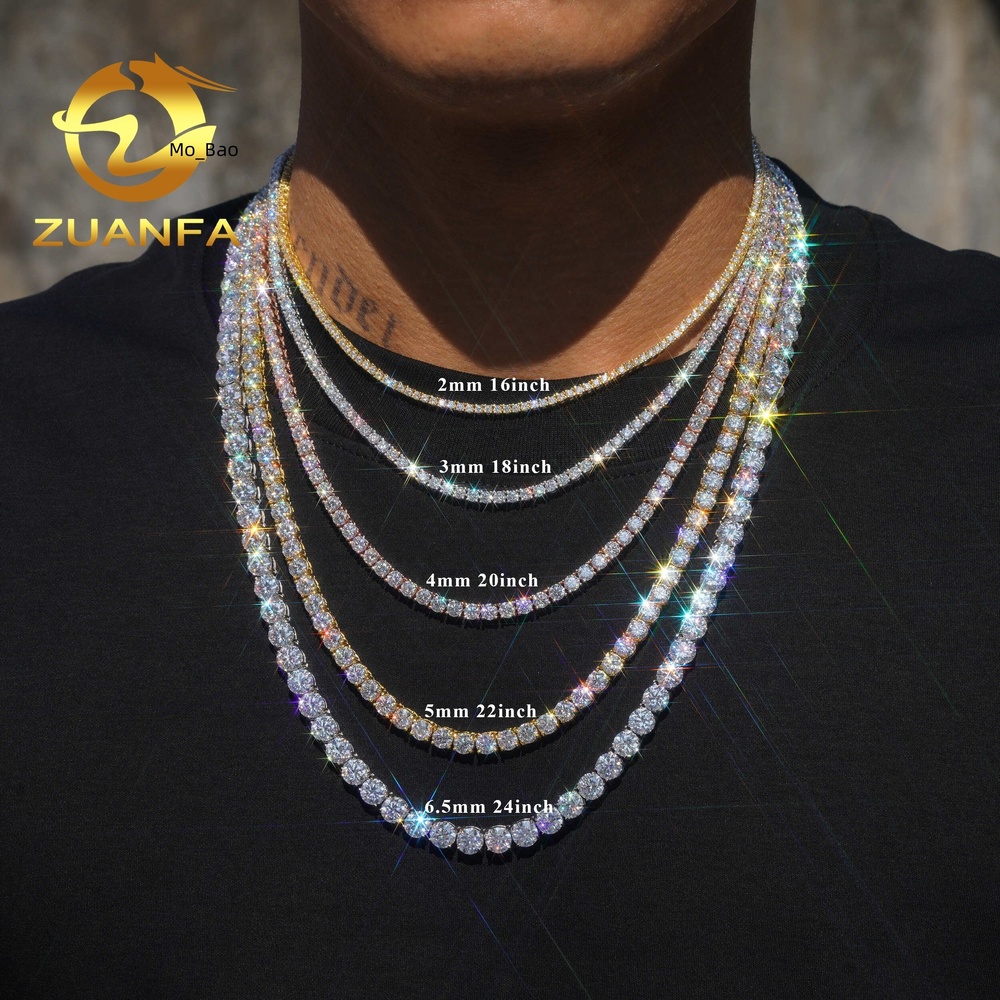 Factory Price Tennis Bracelet necklace Pass Diamond Tester Vvs Moissanite Hip Hop Jewelry Silver Lab Diamond Tennis Chain