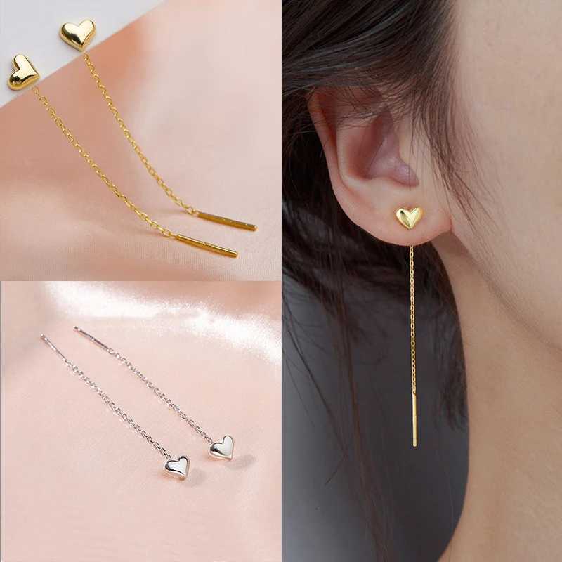 LATS Trend Long Wire Tassel Thread Chain Climbing Star Heart Beads Pendants Drop Earrings Womens Straight Hanging Earrings Jewelry XJ250722