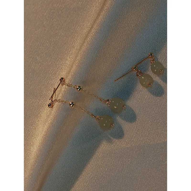 Hetian Jade Long Earrings Female Fringe Ear Line Ancient Chinese Style Hanfu Cosplay Accessories Ethnic Jewelry for Women Girls XJ250722