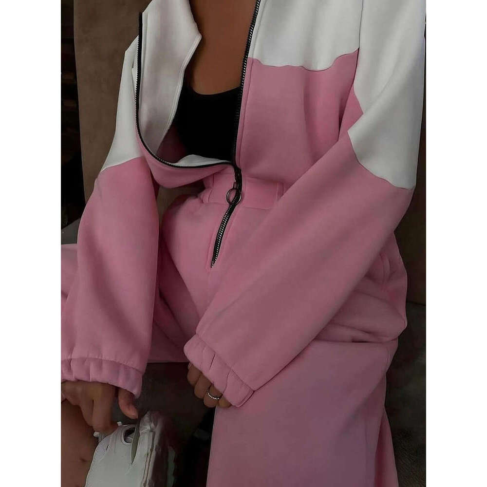 New Women's Fashion Sports Casual Color-Block Long Pants Jumpsuit Set For Women B5