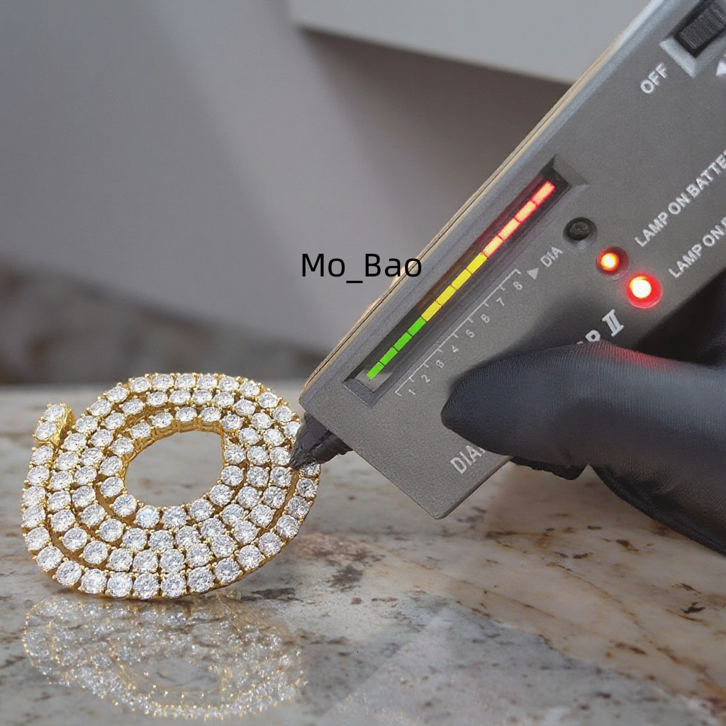 Wholesale Custom S925 Sterling Silver Fashion Vvs Moissanite Necklace with 10k 14k Gold Plated Tennis Chain for Men and Women