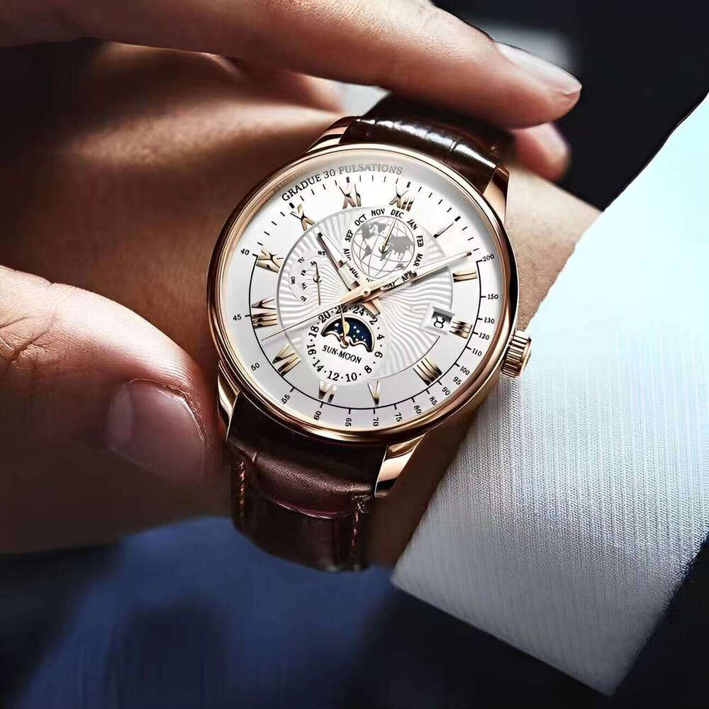 DHwatches POEDAGAR Men's Slim Waterproof Watch - Luminous, Date Display, 50M, Ultra-Thin 7mm, Stainless Steel Band, Quartz Movement