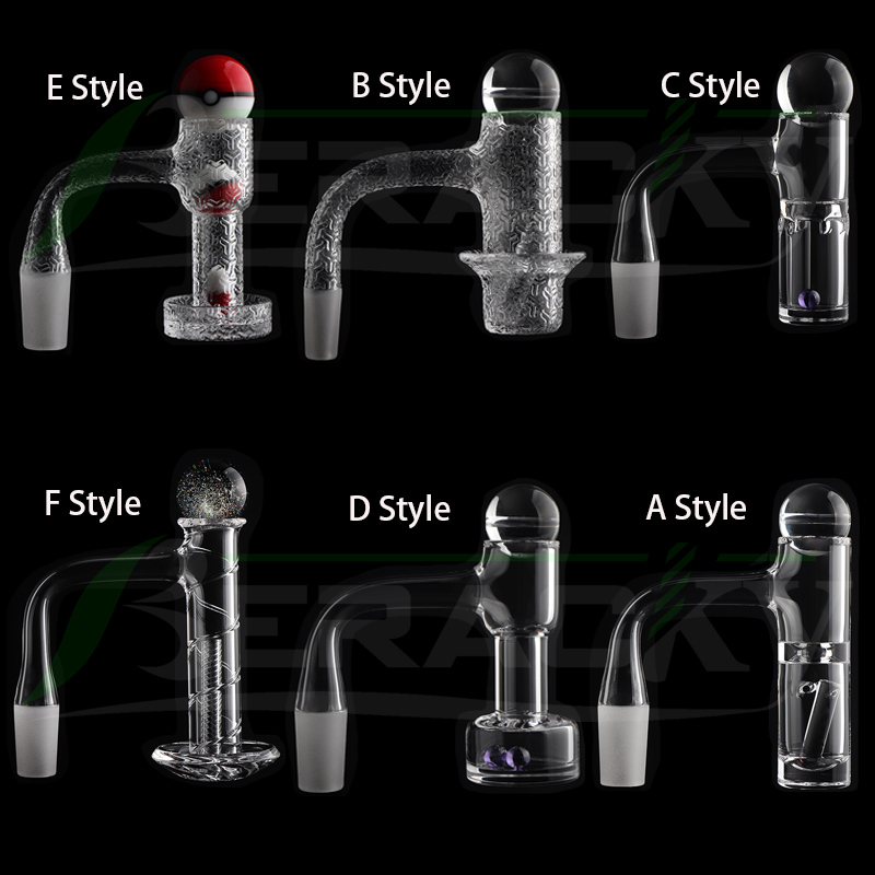 Beracky Sandblasted Full Weld Beveled Edge Terp Slurper Control Tower Quartz Banger With 2pcs Tourbillon/ Spinning Air Holes Quartz Nails
