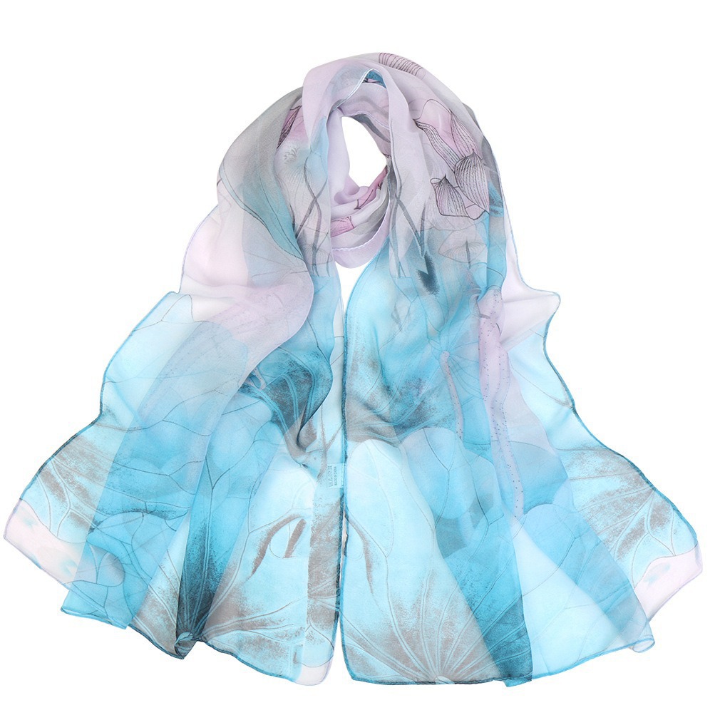 K1436 Georgette medium-length silk scarf wholesale printed scarf summer sun protection shawl dance versatile