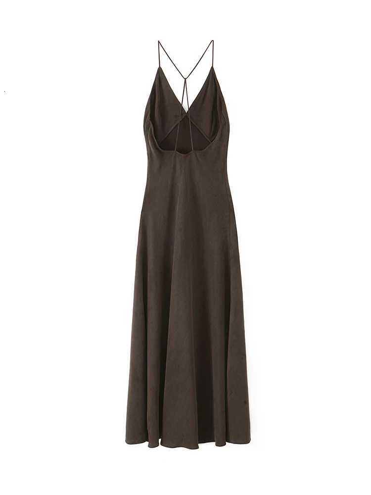 TFMLN Summer New Ladies Ele Midi Sling Dress Seamless Solid Backless Slim V-Neck Dresses 2025 Beach Party Sexy Dress XJ250722