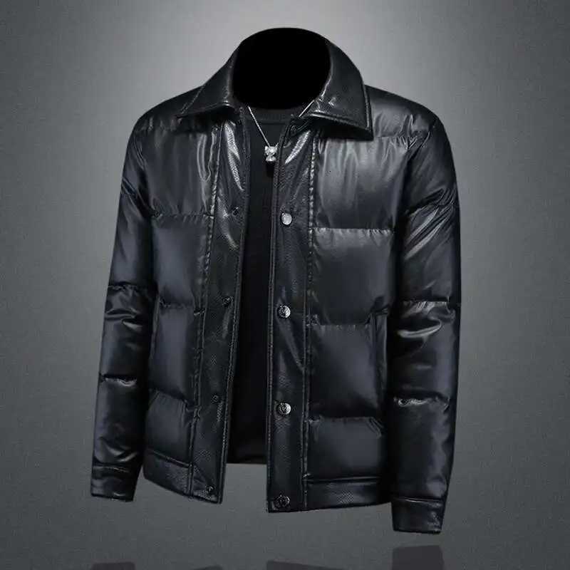 Winter PU Leather Down Jacket For Men Mens Jackets Down Jacket Men Clothes Casual Duck Down Jacket Men Outerwear W250722