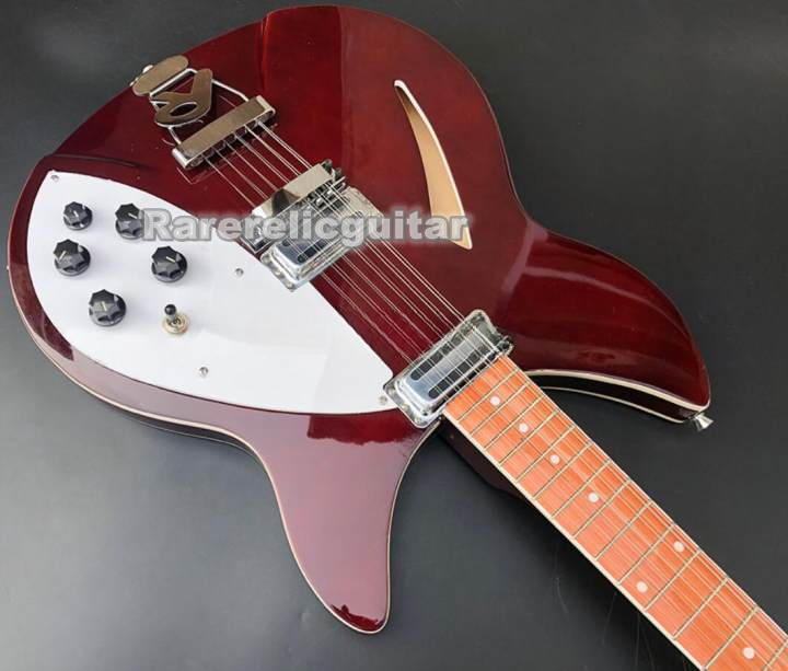 High Quality 12 String Semi Hollow Body Electric Guitar Wine Red Color, R Shaped Tailpiece, Rosewood Fingerboard