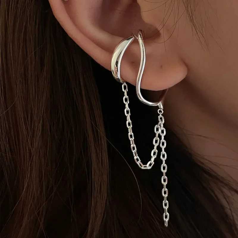 925 Sterling Silver Ear Cuff Without Piercing For Women Chain Tassel Earring Jewelry Prevent Allergy Party Accessories Gift XJ250722