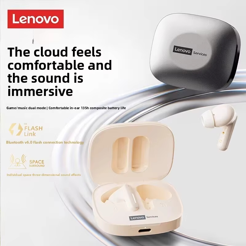 LenovoServices Wireless Bluetooth 6.0 Headphones HIFI Stereo Game Call Music Noise Reduction Earbuds TWS Sport Earphones LE209