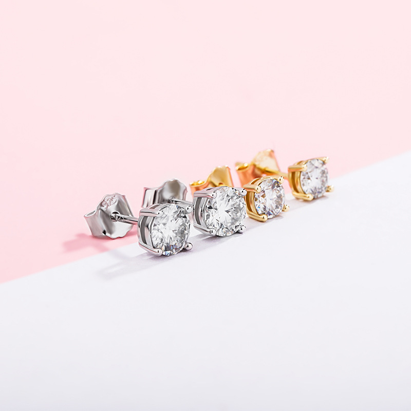 3/4/5/6.5/8mm Bling Round Moissanite Stud Earrings 100% 925 Sterling Silver Earring Studs 18K Gold Plated Find Quality Iced Out Diamond Hip Hop Jewelr
