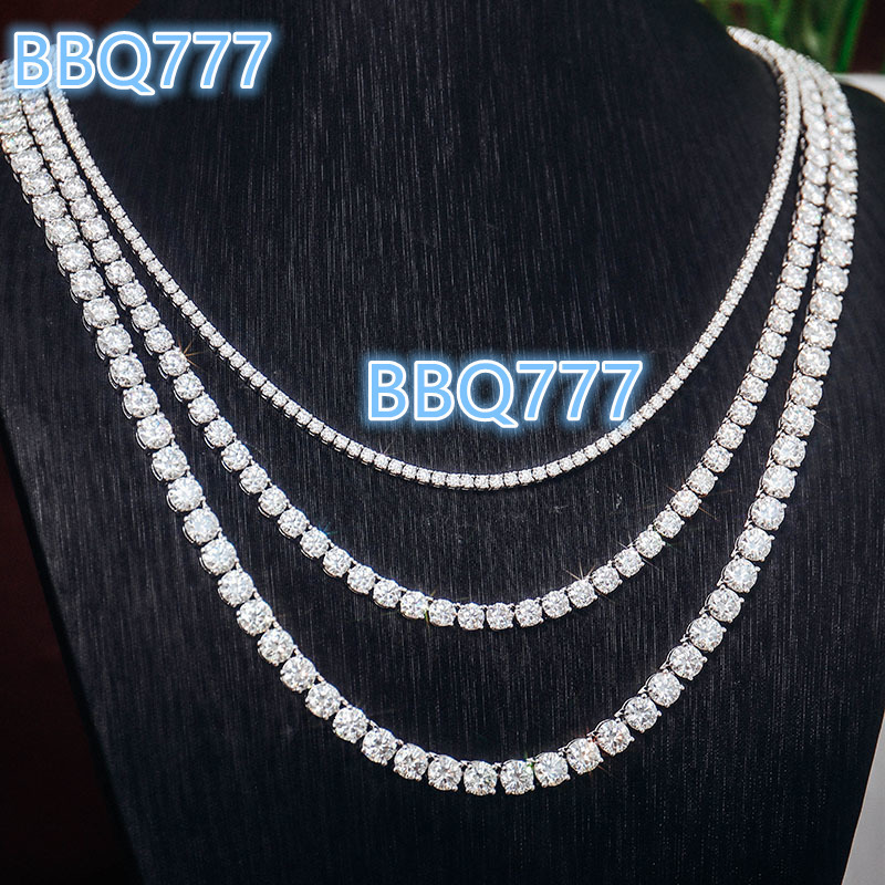 Diamond Tennis Necklace Chain 2mm 3mm 4mm 5mm 16inch- 24inch Moissanite Tennis Bracelet 925 Silver Chain Hip Hop Style for Man