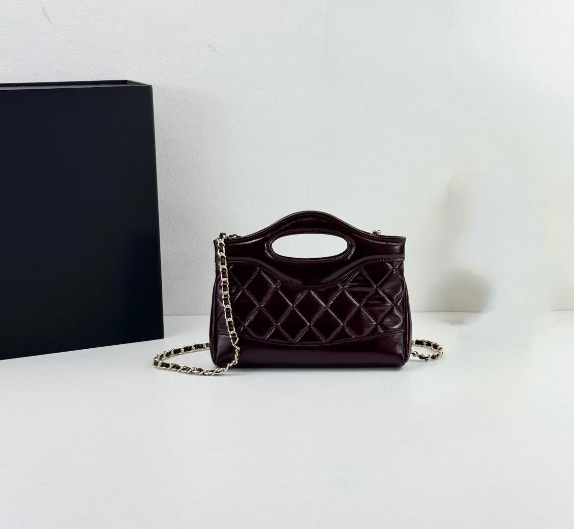 High-quality luxury designer handbag, women's fashion classic luxury leather cross-body bag leather shoulder strap handbag, women's gold chain handbag.